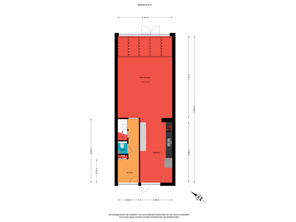 Bekijk plattegrond van Begane grond van Gran Canariastraat 70