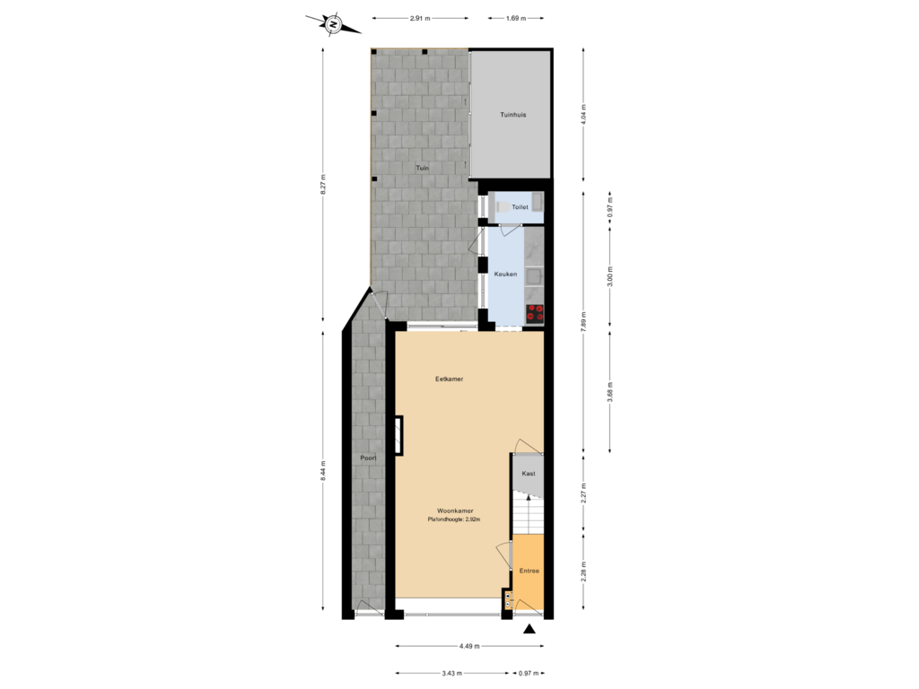 View floorplan of Begane grond tuin of Arnold Hoogvlietstraat 78