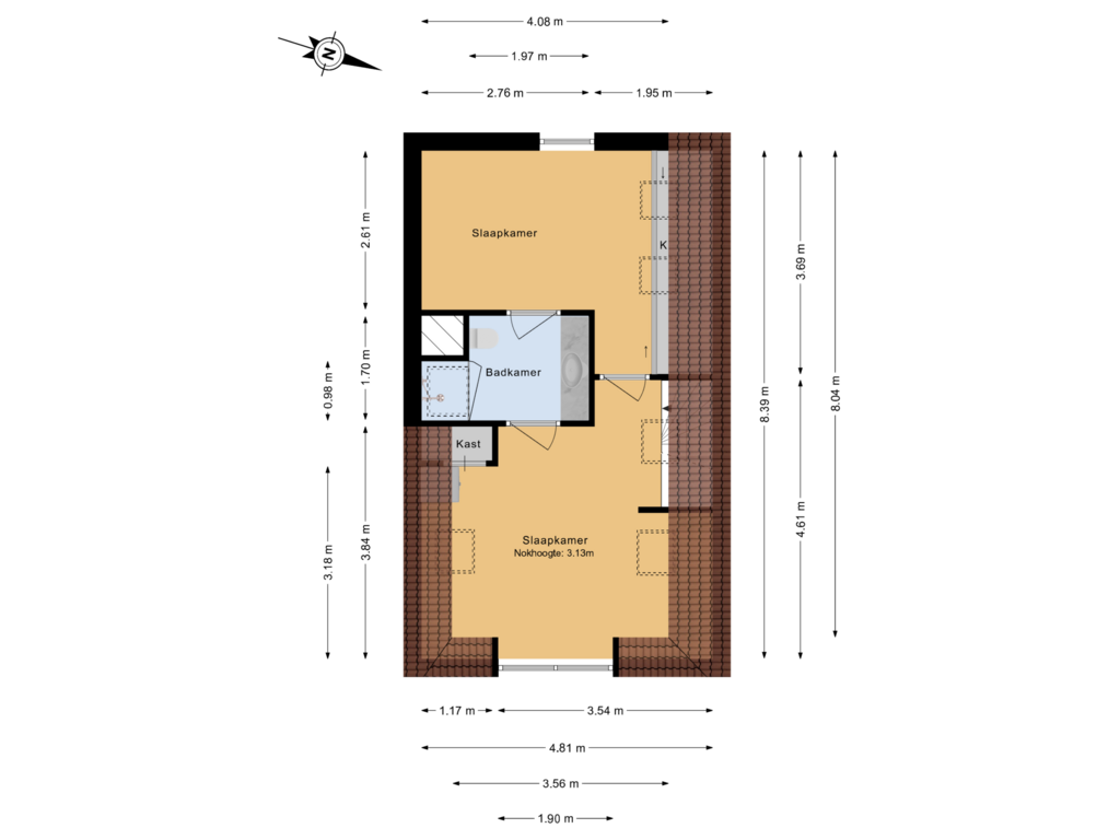 View floorplan of 1e verdieping of Arnold Hoogvlietstraat 78