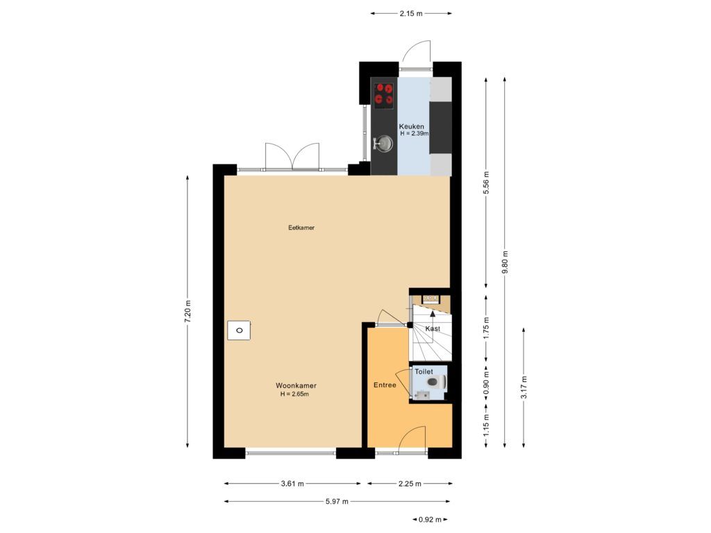 View floorplan of Begane grond of Holbeekstraat 33