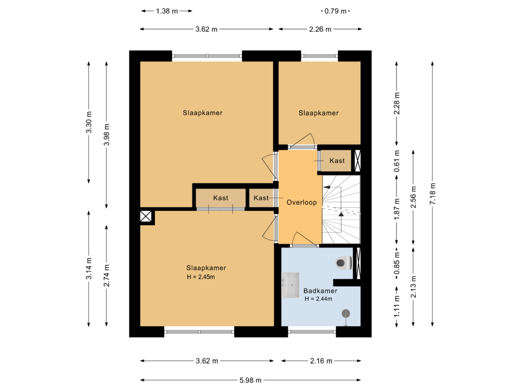 View floorplan of Eerste verdieping of Holbeekstraat 33