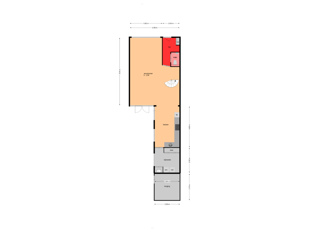 Bekijk plattegrond van begane grond van Haagweg 59