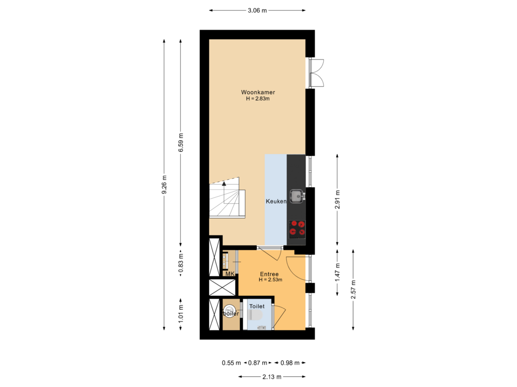 Bekijk plattegrond van Begane grond van Voorstraat 114-A