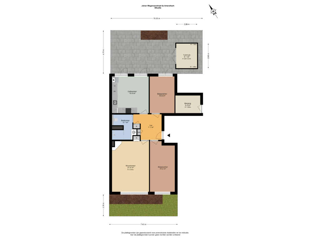 View floorplan of Situatie of Johan Wagenaarstraat 6-A