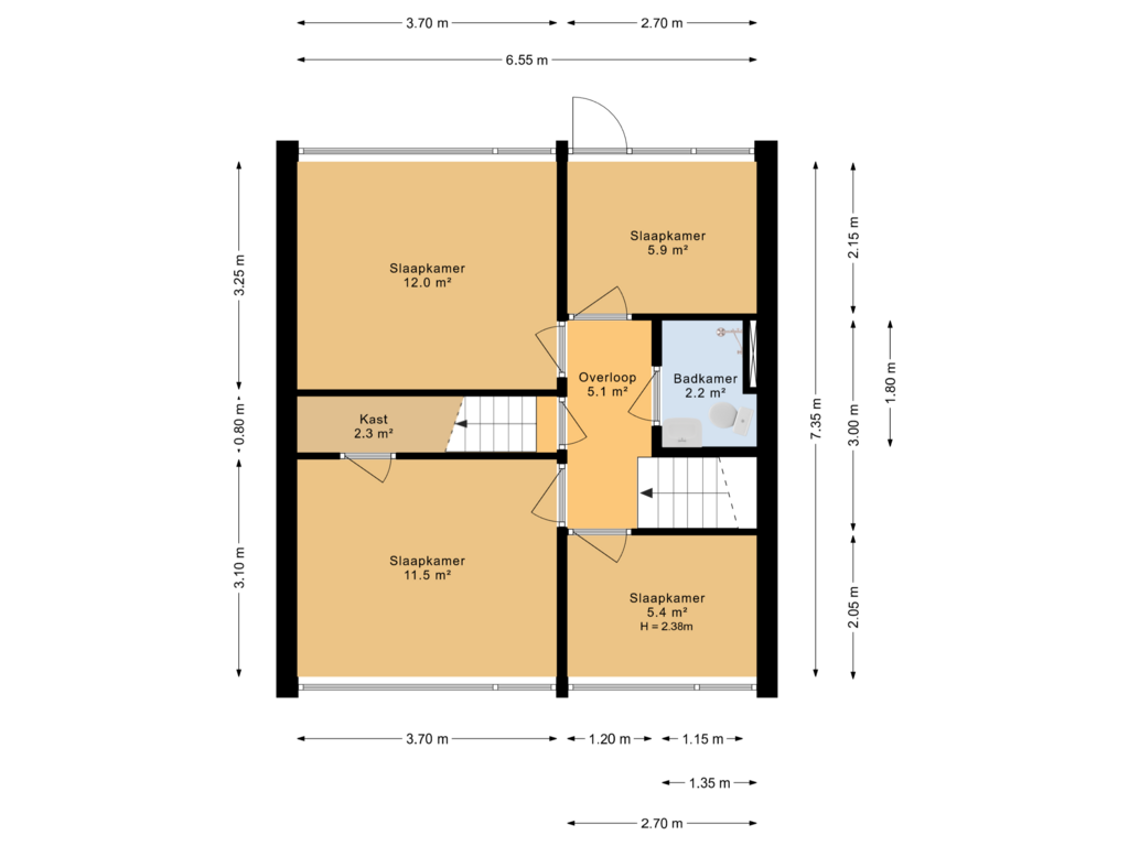 Bekijk plattegrond van 1e verdieping van Ljiploane 4