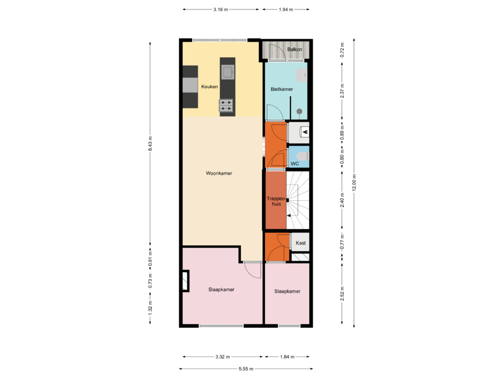 Bekijk plattegrond van Woonverdieping van Bas Jungeriusstraat 222-01