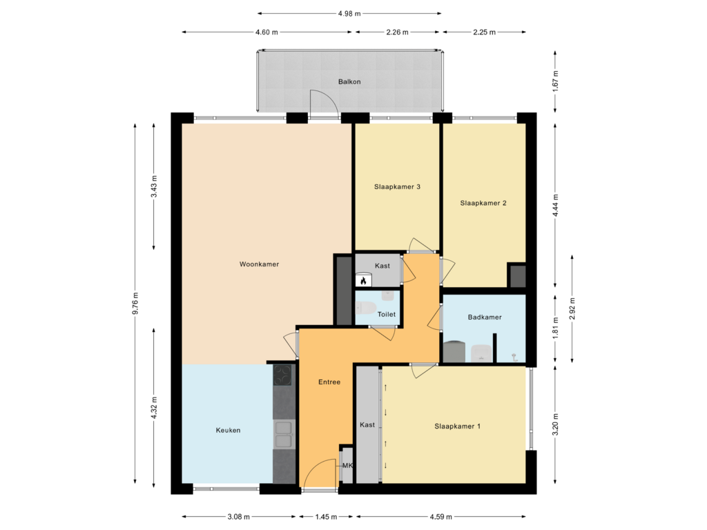 View floorplan of Appartement of Parmentierweg 81