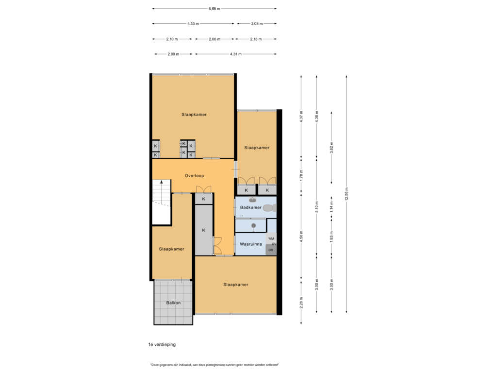 View floorplan of 1e verdieping of Jachtenlaan 66