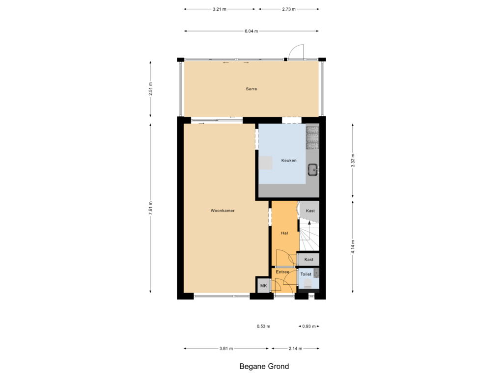 View floorplan of Begane Grond of J. van de Veldelaan 39