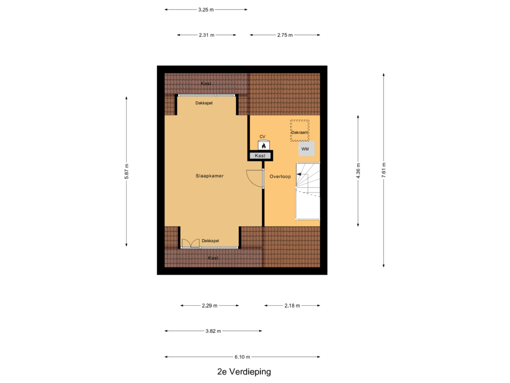 View floorplan of 2e Verdieping of J. van de Veldelaan 39