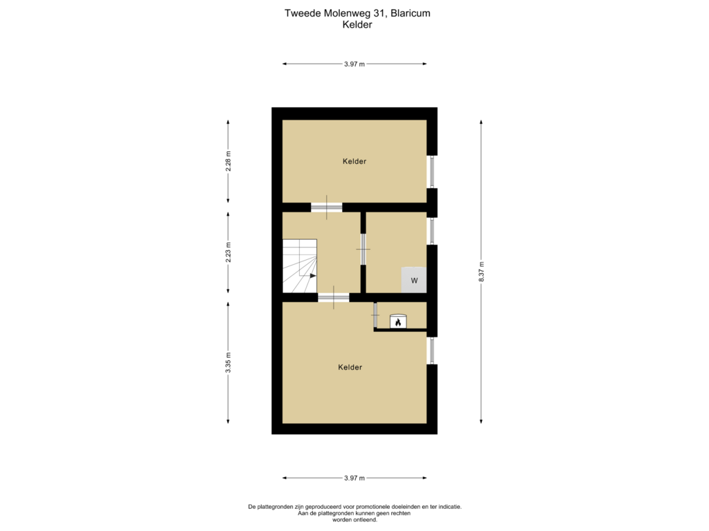 Bekijk plattegrond van Kelder van Tweede Molenweg 31