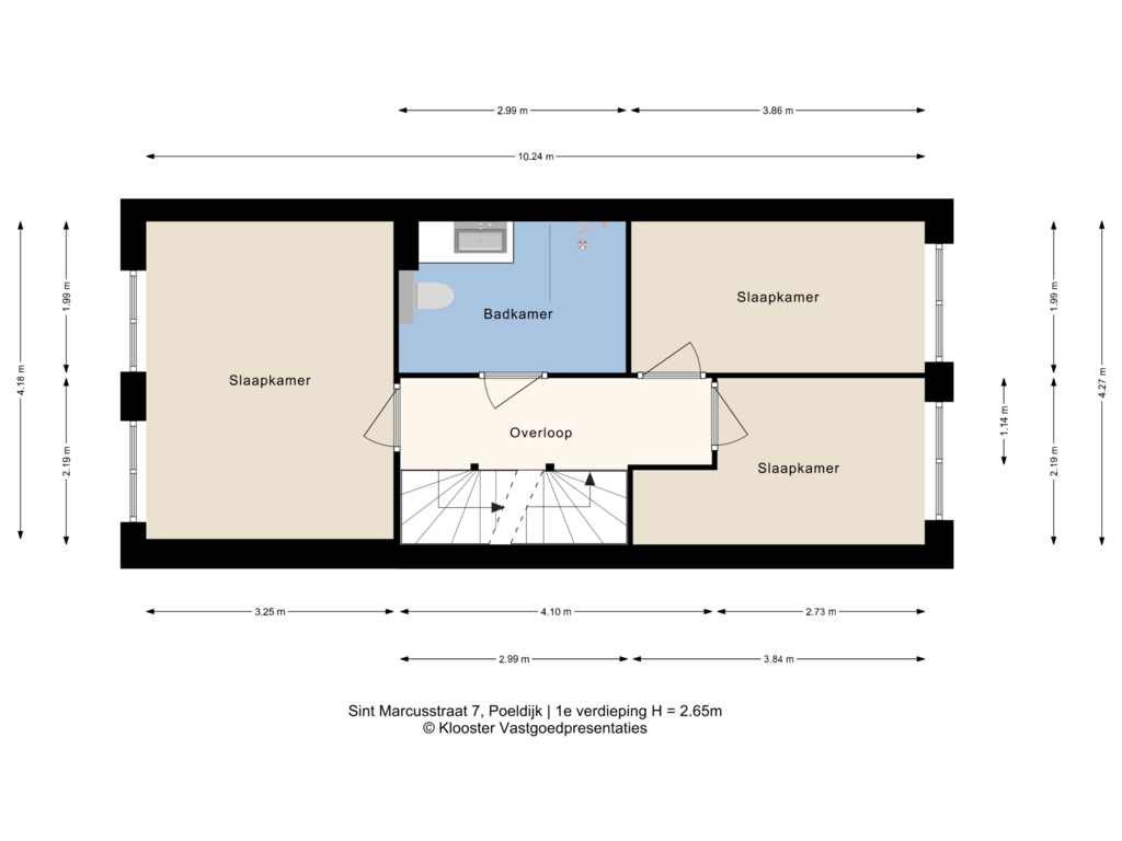 Bekijk plattegrond van 1e verdieping van Sint Marcusstraat 7