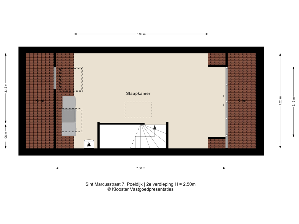 Bekijk plattegrond van 2e verdieping van Sint Marcusstraat 7