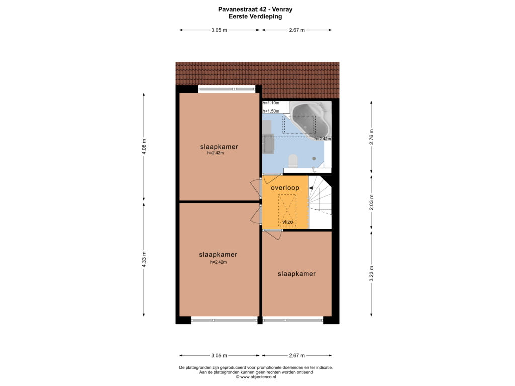 View floorplan of EERSTE VERDIEPING of Pavanestraat 42