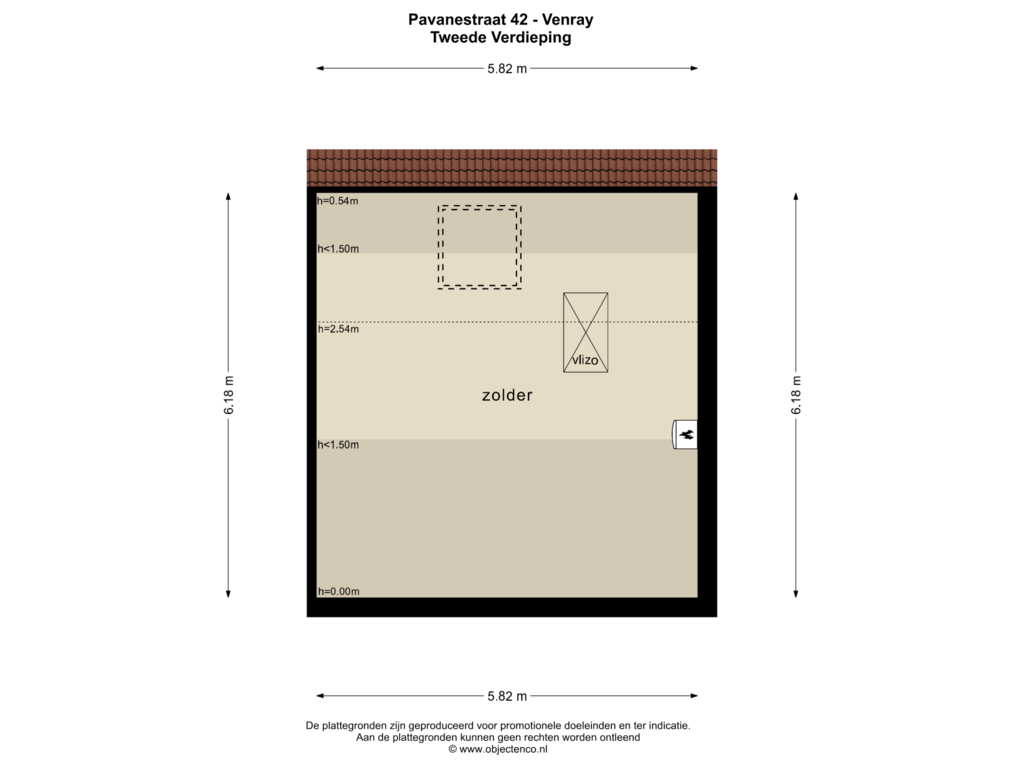 View floorplan of TWEEDE VERDIEPING of Pavanestraat 42