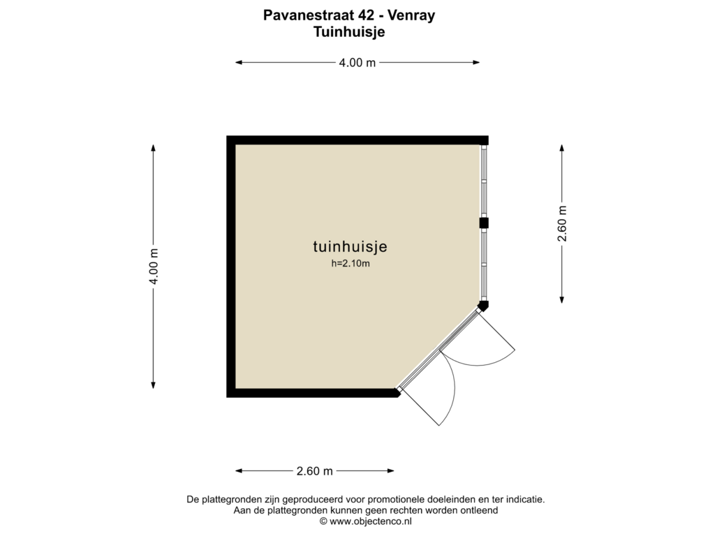 View floorplan of TUINHUISJE of Pavanestraat 42