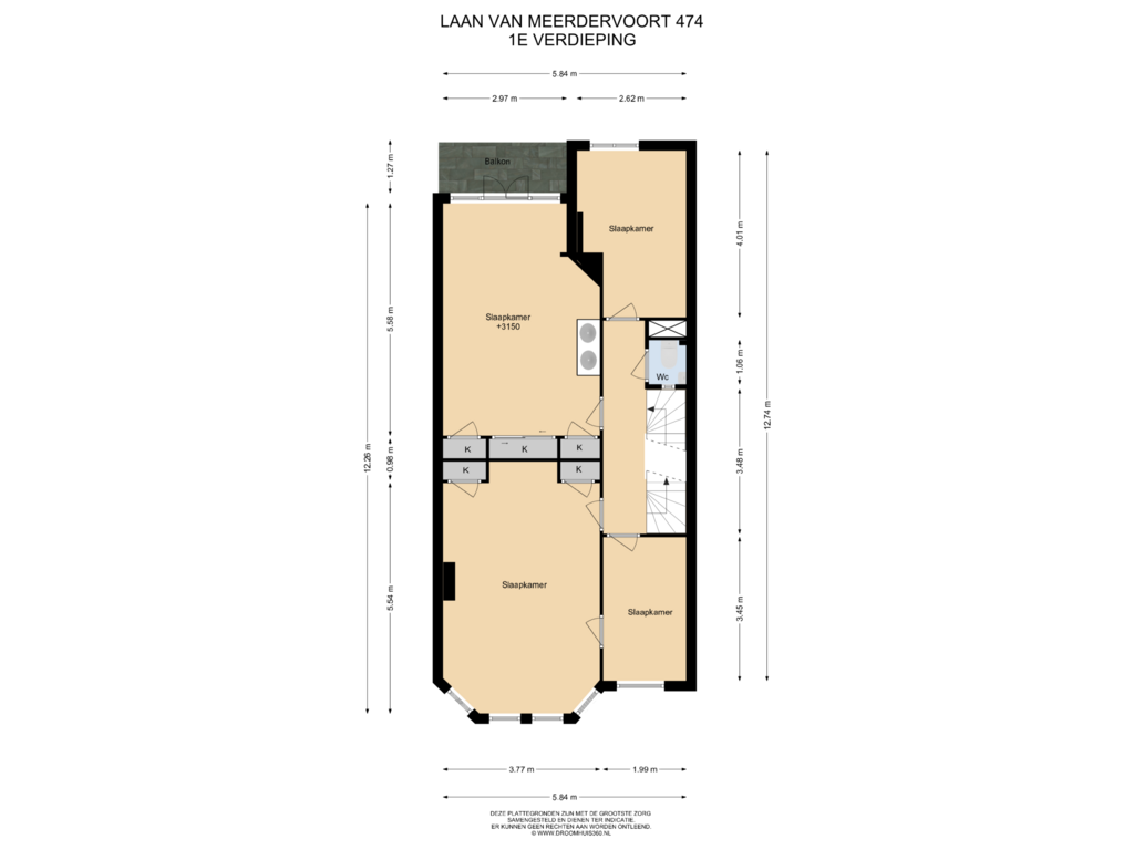 Bekijk plattegrond van 1E Verdieping van Laan van Meerdervoort 474