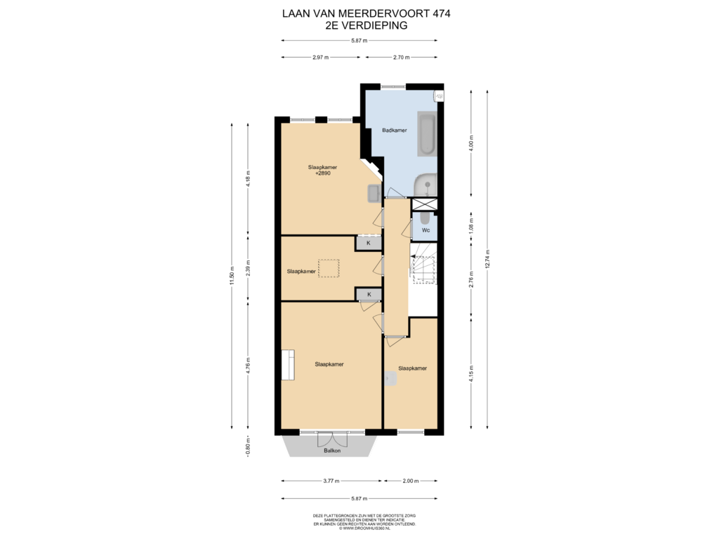 Bekijk plattegrond van 2E Verdieping van Laan van Meerdervoort 474