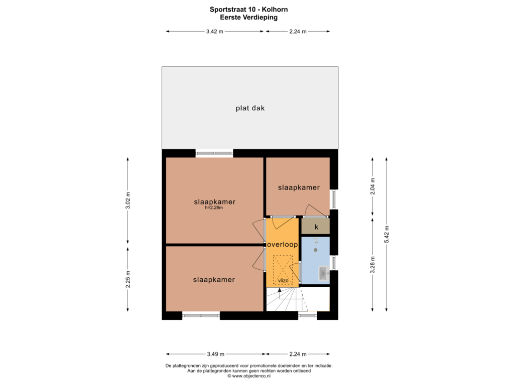 Bekijk plattegrond van EERSTE VERDIEPING van Sportstraat 10