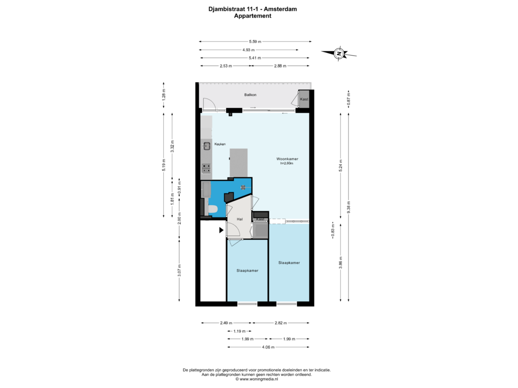 Bekijk plattegrond van Appartement van Djambistraat 11-1