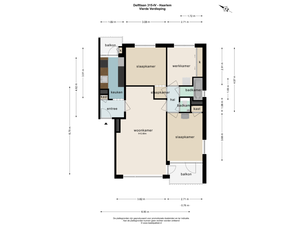 View floorplan of Vierde Verdieping of Delftlaan 315-IV