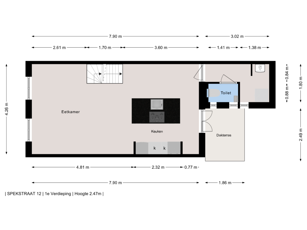 Bekijk plattegrond van 1e Verdieping van Spekstraat 12