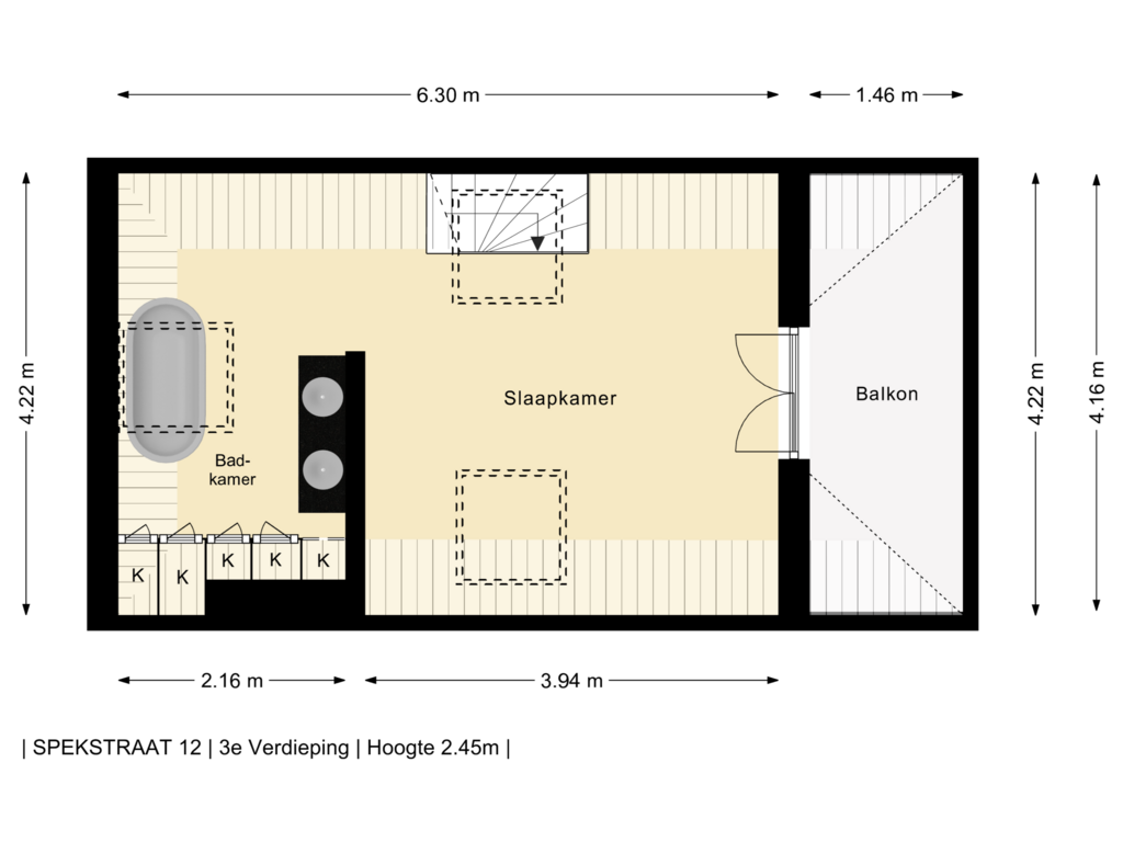 Bekijk plattegrond van 3e Verdieping van Spekstraat 12