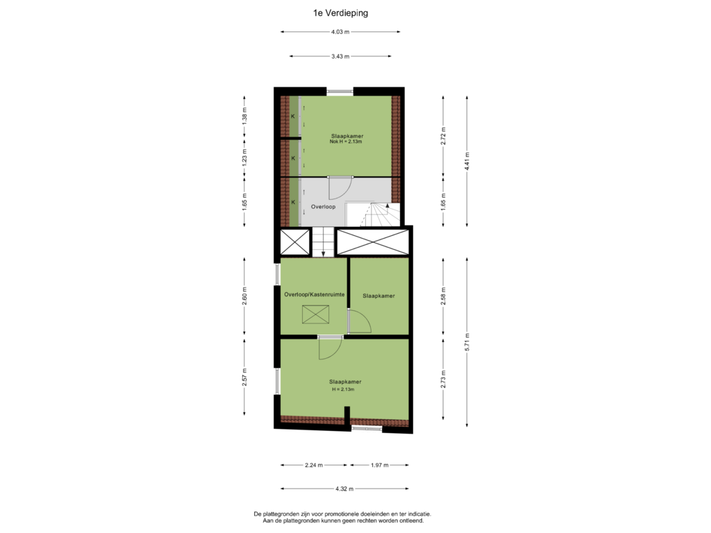 Bekijk plattegrond van 1e verdieping van Smidstraat 14