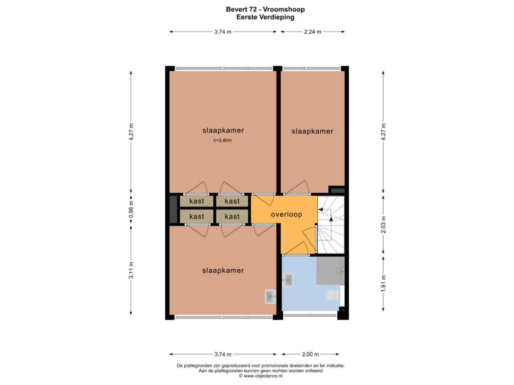 View floorplan of EERSTE VERDIEPING of Bevert 72