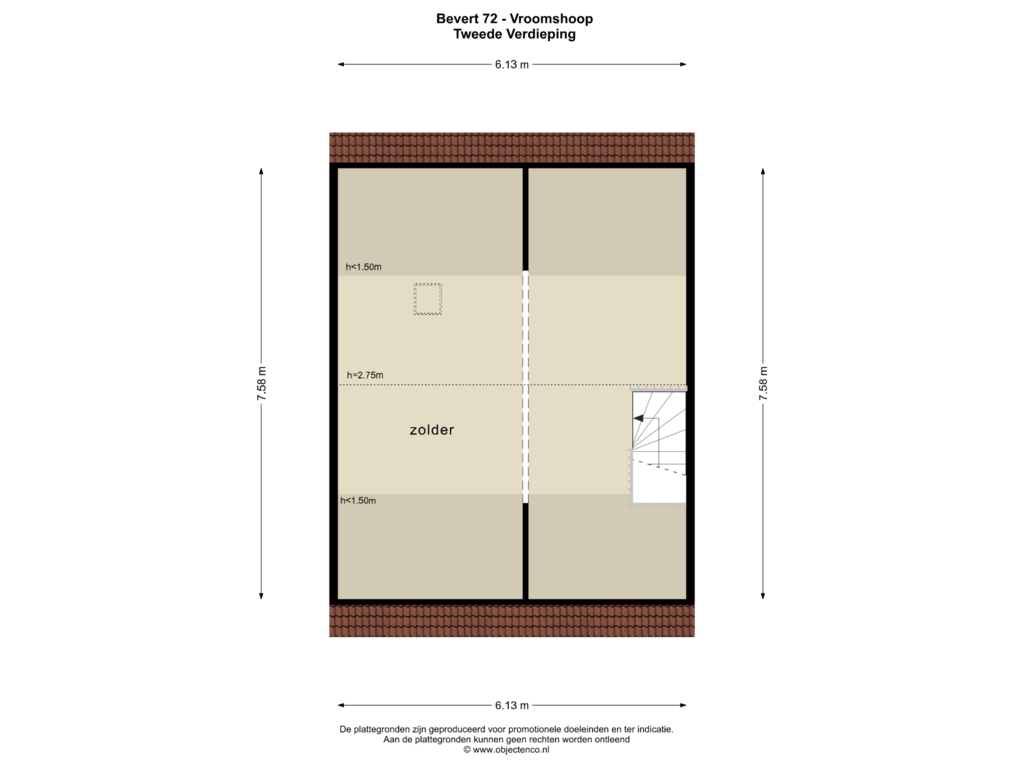 View floorplan of TWEEDE VERDIEPING of Bevert 72