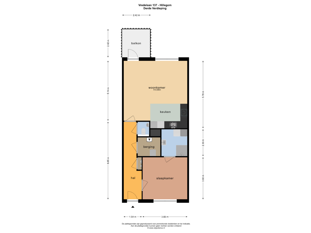 View floorplan of DERDE VERDIEPING of Vredelaan 137