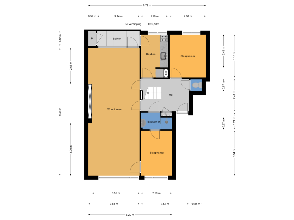 Bekijk plattegrond van 3e Verdieping van Minister Aalberselaan 98