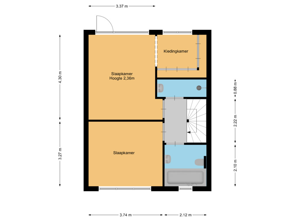 View floorplan of 1e verdieping of Burgemeester van Trichtlaan 108