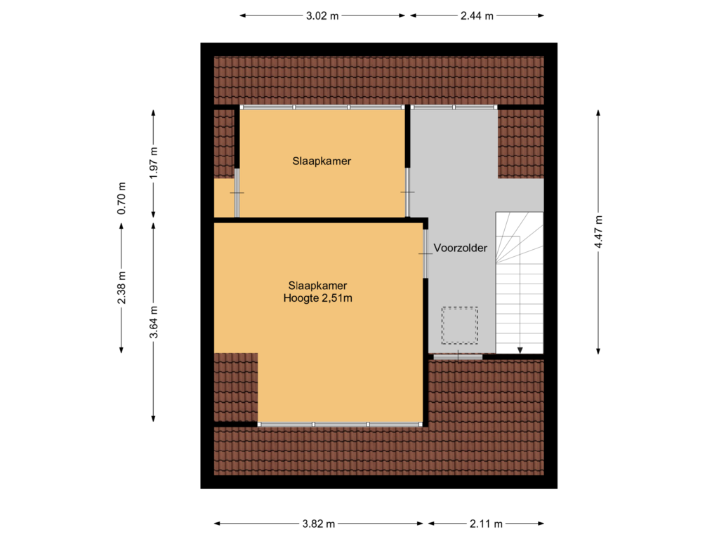 View floorplan of 2e verdieping of Burgemeester van Trichtlaan 108