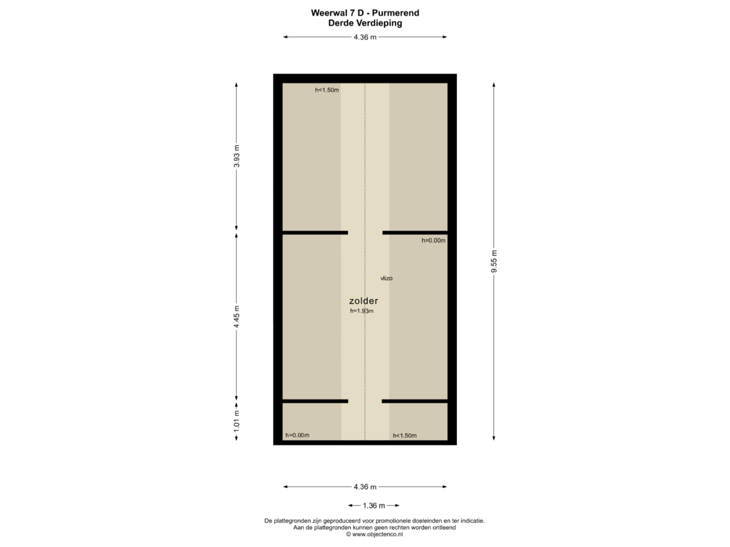 View floorplan of Derde Verdieping of Weerwal 7-D