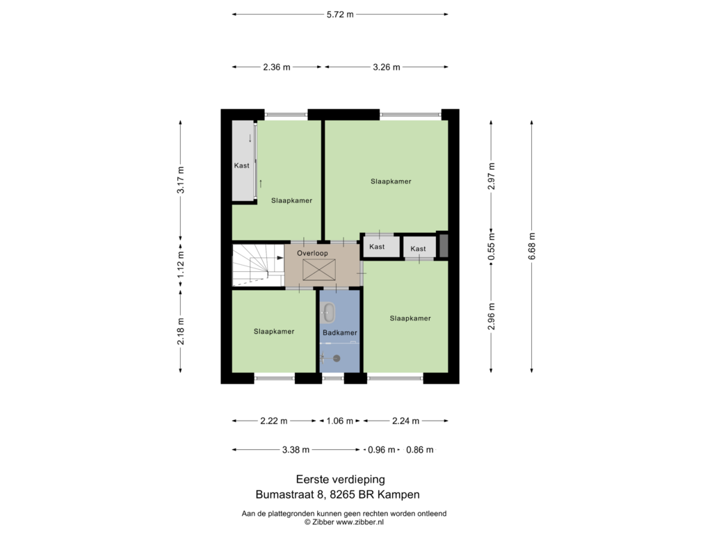 View floorplan of Eerste Verdieping of Bumastraat 8