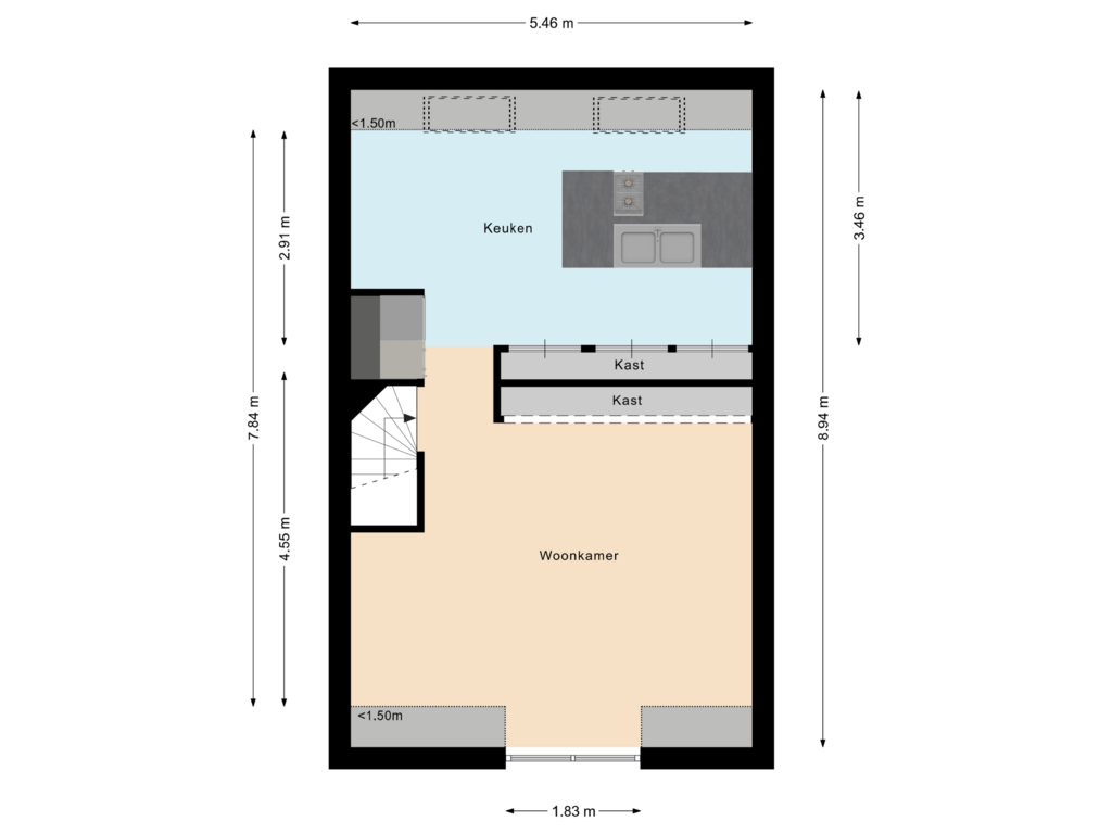 View floorplan of Tweede verdieping of Oud-Bodegraafseweg 24