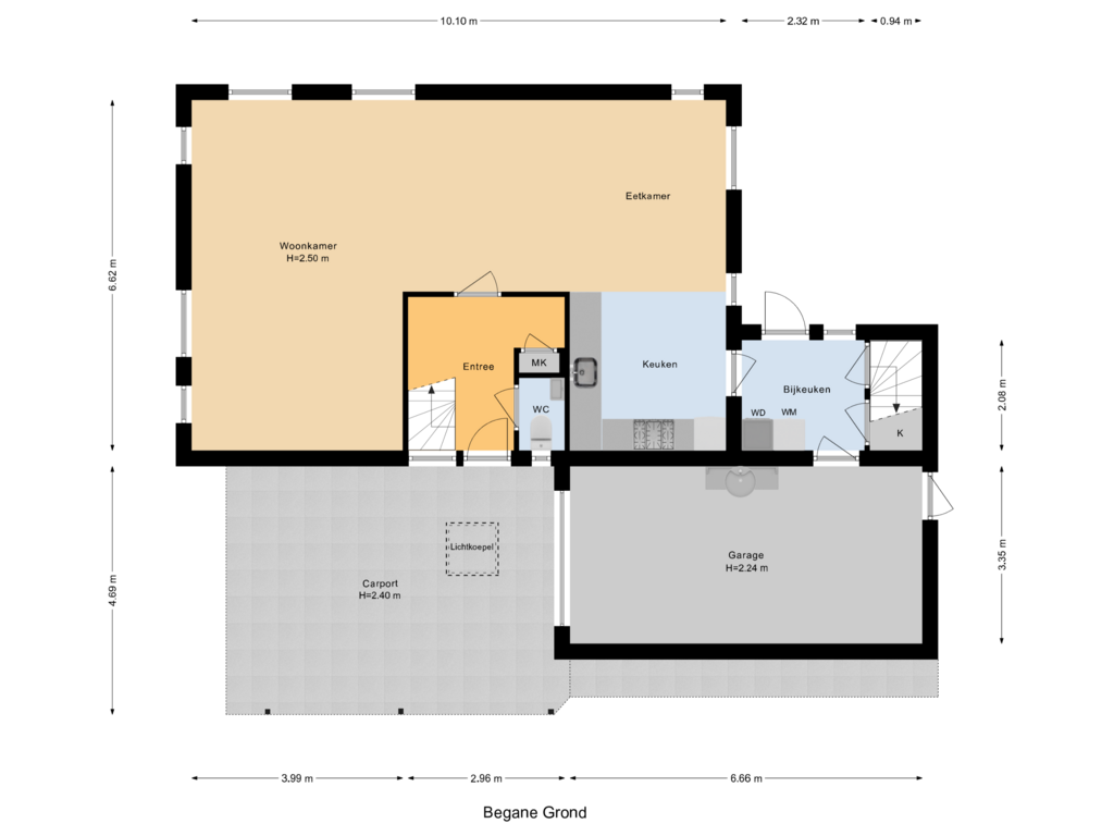 View floorplan of Begane Grond of De Cloese 236