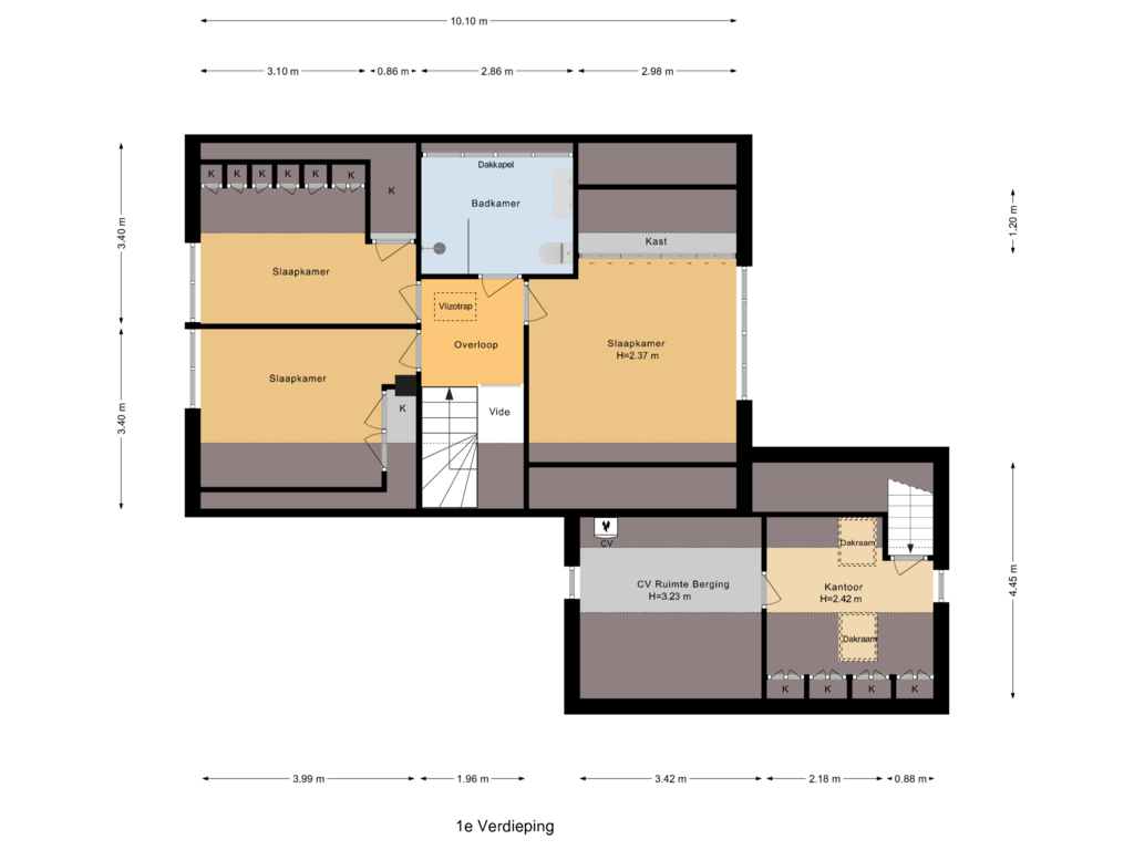 View floorplan of 1e Verdieping of De Cloese 236