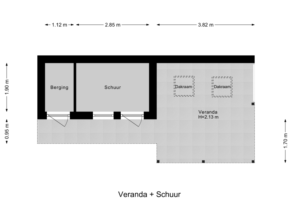 View floorplan of Veranda + Schuur of De Cloese 236