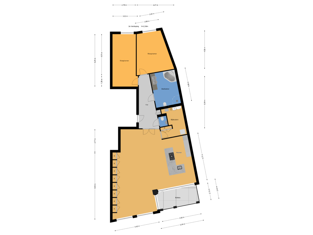 Bekijk plattegrond van 2e Verdieping van Carnegielaan 70