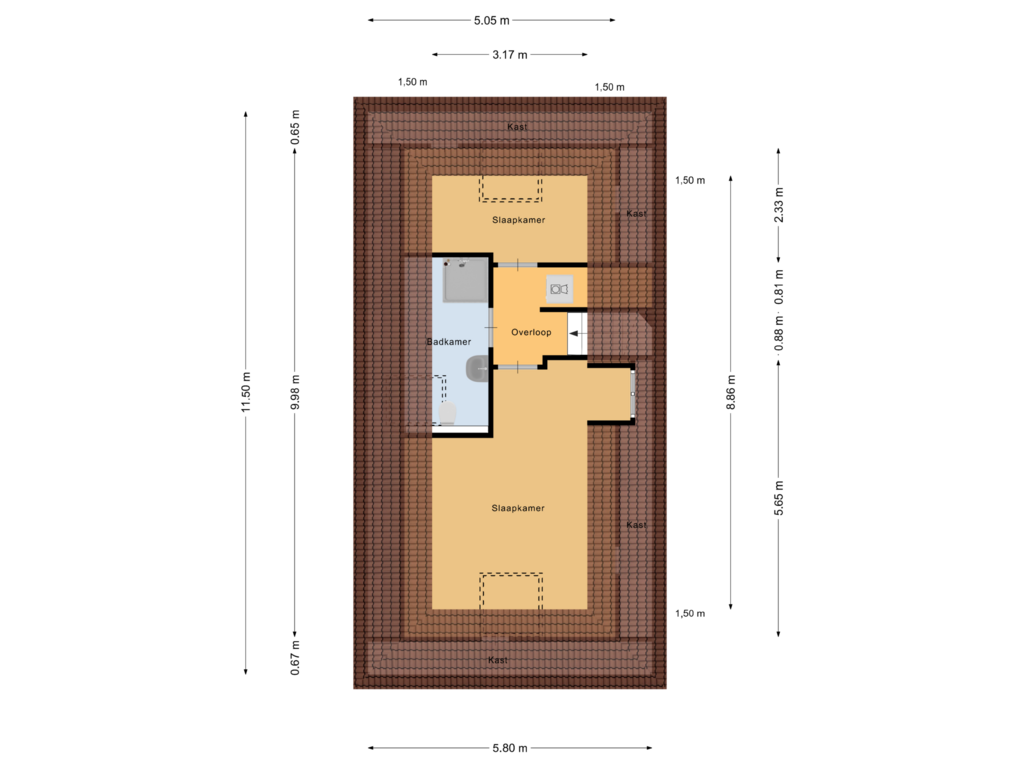 View floorplan of Eerste verdieping of Sikkelerweg 8-28