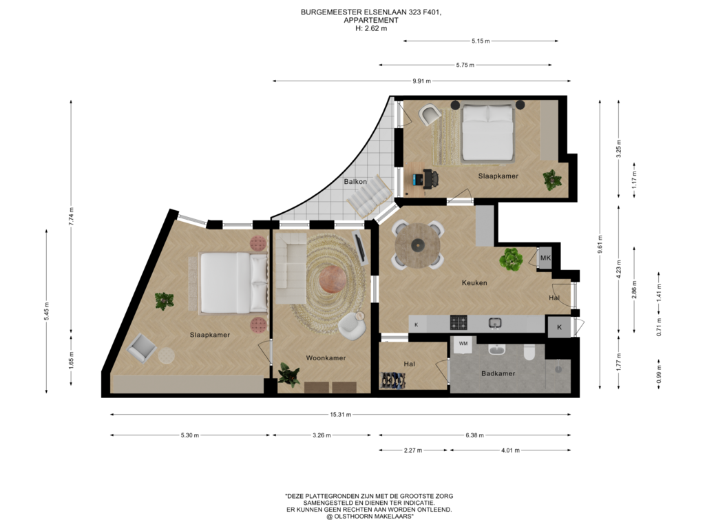 Bekijk plattegrond van Appartement van Burgemeester Elsenlaan 323-F401