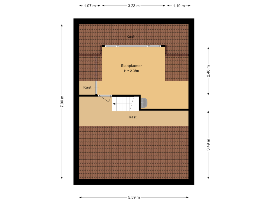 View floorplan of Tweede verdieping of de Ruyterweg 5