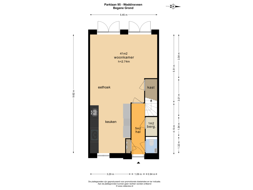 Bekijk plattegrond van BEGANE GROND van Parklaan 95