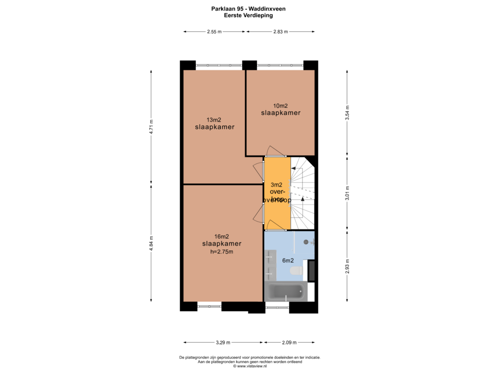 Bekijk plattegrond van EERSTE VERDIEPING van Parklaan 95