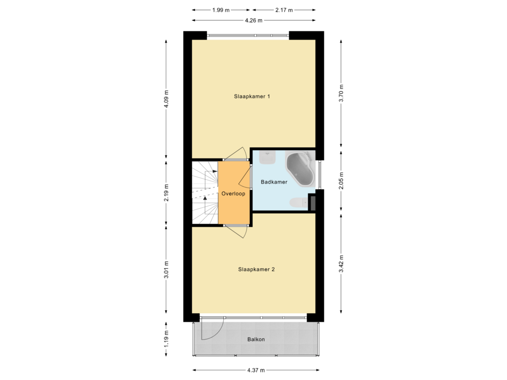 View floorplan of Eerste verdieping of Penhoren 2