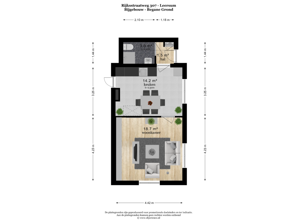 View floorplan of BIJGEBOUW - BEGANE GROND of Rijksstraatweg 307