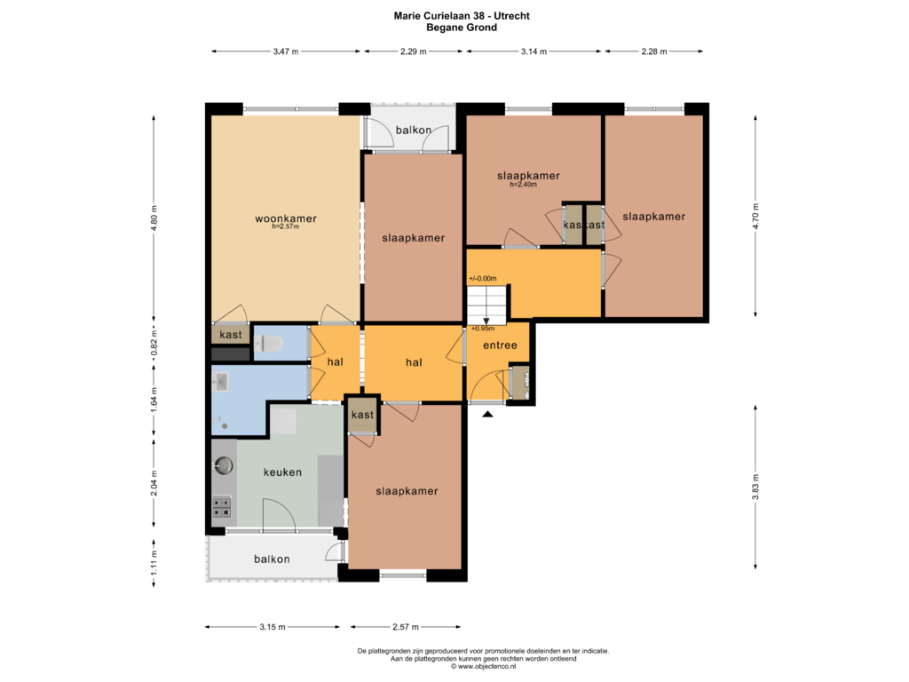 Bekijk plattegrond van BEGANE GROND van Marie Curielaan 38