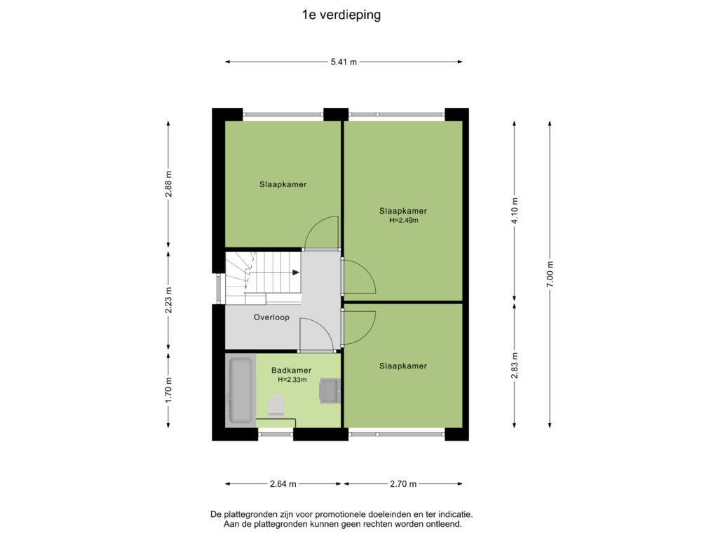 View floorplan of 1e verdieping of Schoolstraat 24